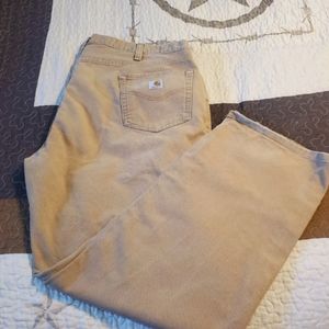Carhartt Rugged Flex Relaxed Fit Canvas 5 Pockets Work Pants W44 x L32 Brown Duc